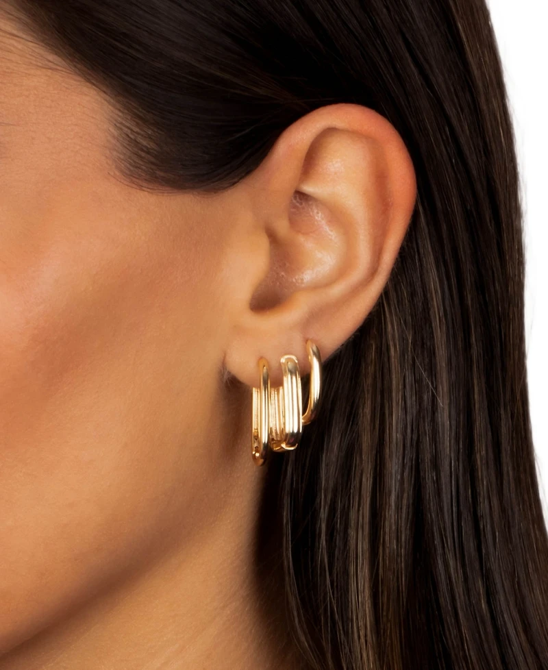 by Adina Eden Solid Graduated Width Gold Plated Paperclip Earring Combo Set