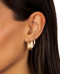 by Adina Eden Solid Graduated Width Gold Plated Paperclip Earring Combo Set