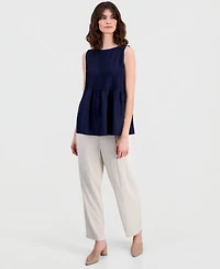 Eileen Fisher Women's Pleated Silk Bateau Neck Tank Top