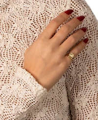 by Adina Eden Cubic Zirconia Gold Plated Evil Eye Signet Pinky Ring