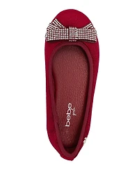 Bebe Girls' 1-13 Rhinestone Bow Ballet Flats