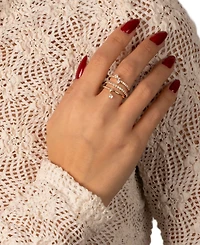 by Adina Eden Solitaires Teardrops Gold Plated Ring Combo Set