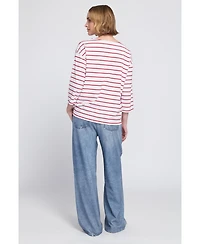 Elle Collection Women's Striped Tee With Graphic Top