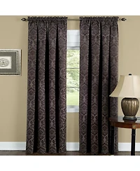 Kate Aurora 5 Piece Damask Thermal Blackout Rod Pocket Window Curtains & Valances Set