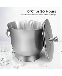 Mega Casa Stainless Steel Ice Bucket with Ice Tongs, Scoop, Lid - 3.3 L