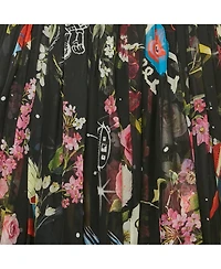 Pre-Owned Dolce & Gabbana Women's Black Printed Silk Midi Skirt