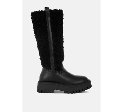 Lapland Fur Detail Calf Length Boots Women