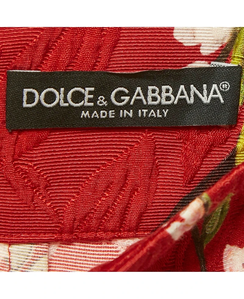 Pre-Owned Dolce & Gabbana Women's Red Floral Print Cotton Silk Mini Skirt