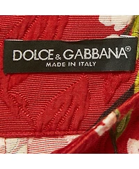 Pre-Owned Dolce & Gabbana Women's Red Floral Print Cotton Silk Mini Skirt