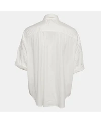 Pre-Owned Brunello Cucinelli Women's Cotton Blend Embellished Trim Short Sleeve Shirt