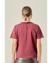 English Factory Women's Beaded Bow T-Shirt