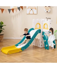6 1 L-shaped Toddle Slide for Toddlers Age 1-3 Baby with Basketball Hoop