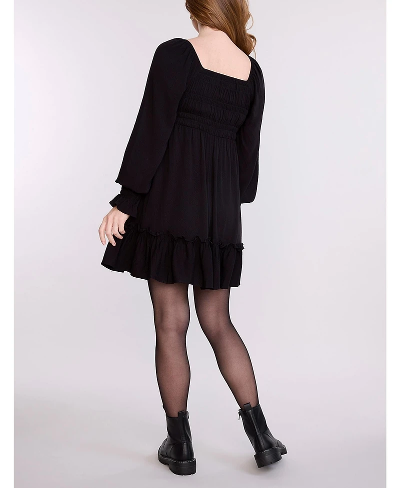 Motherhood Maternity V-Neck Long Sleeve Smocked Tiered Short Dress