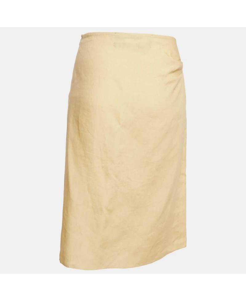 Pre-Owned Jacquemus Women's Yellow Linen Drape Style La Jupe Pencil
