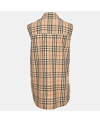 Pre-Owned Burberry Women's Beige Beige Checks Cotton Sleeveless Shirt