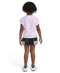 adidas Girls' 2T-6X Crewneck T-Shirt and Pleated Skort, 2-Piece Set