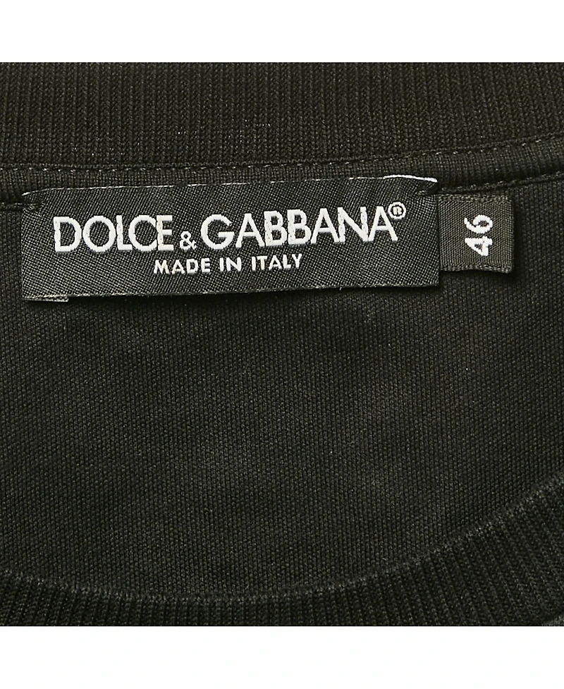 Pre-Owned Dolce & Gabbana Women's Black Printed Cotton Crop Top