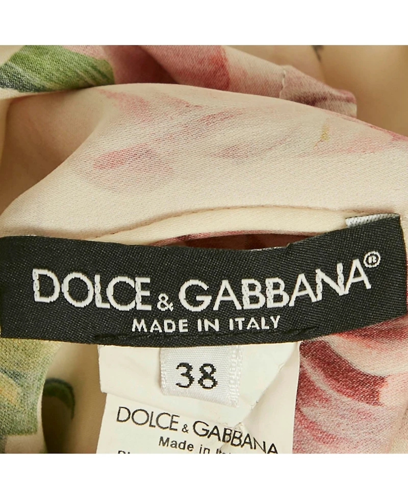 Pre-Owned Dolce & Gabbana Women's White Floral Printed Silk Satin Top