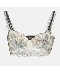 Pre-Owned Versace Women's Printed Silk Blend Lace Trim Bralette Top