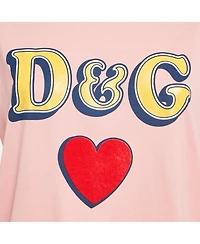 Pre-Owned Dolce & Gabbana Women's Pink Logo Print Jersey Crewneck T-Shirt