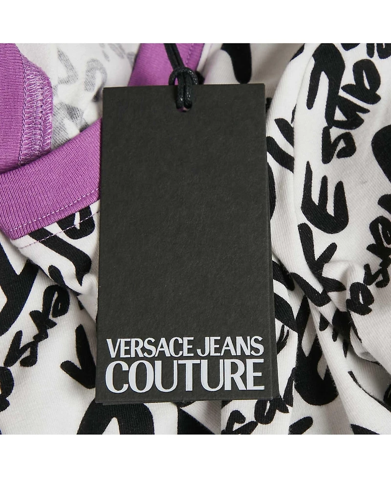 Pre-Owned Versace Women's Jeans Couture Logo Brush Print Cotton Crew Neck T-Shirt