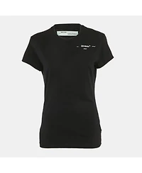 Pre-Owned Off-White Women's Pre-Owned Print Cotton Jersey Crew Neck T-Shirt