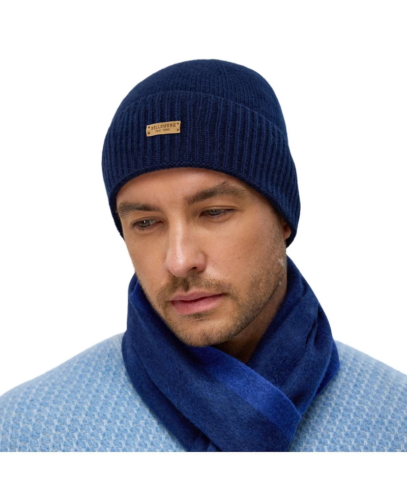 Bellemere New York Men's Unisex Ribbed Lambswool Beanie