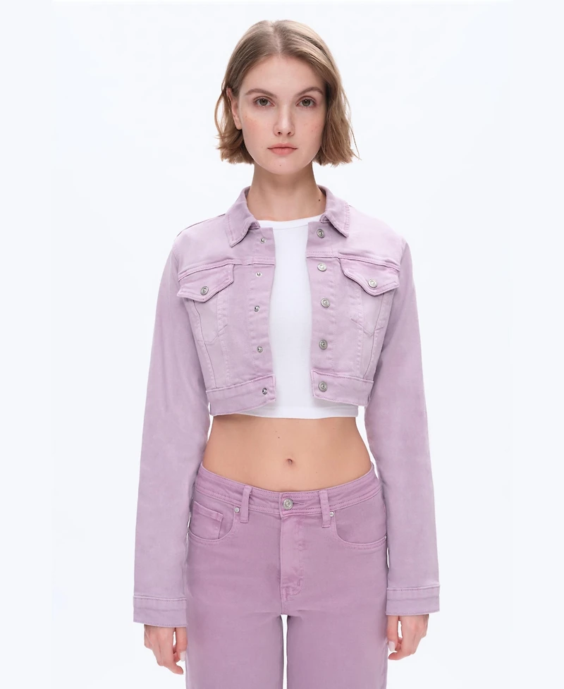 Bayeas Women's Cropped Long-Sleeve High-Stretch Denim Jacket