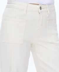 Bayeas Women's Mid-Rise Wide-Leg Denim Patch-Pocket Jeans