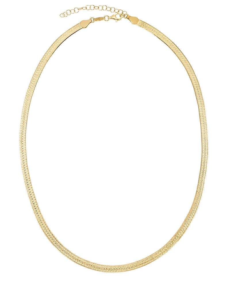Macy's Diamond Cut Herringbone Extender Necklace in 18k Yellow Gold Over Sterling Silver