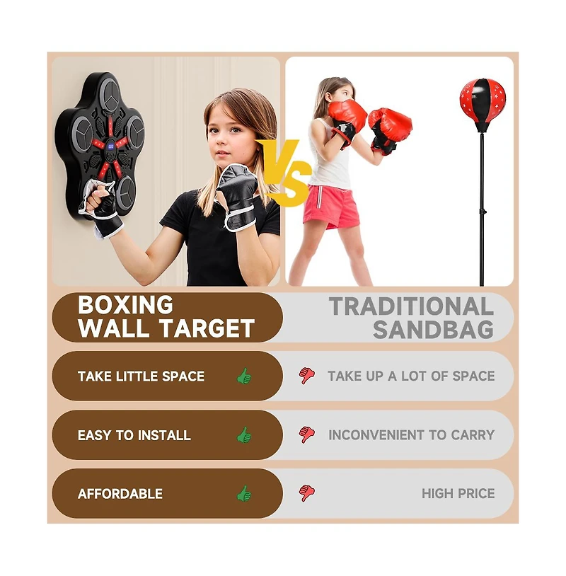 Artudatech Smart Kids Boxing Machine with Free Gloves, Music and Light Effects for Home Fitness Fun