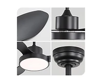 Sofucor 47-inch Modern Black 3 Blades Ceiling Fan with Six-Speed Remote Control and Timing Function and Light Kit