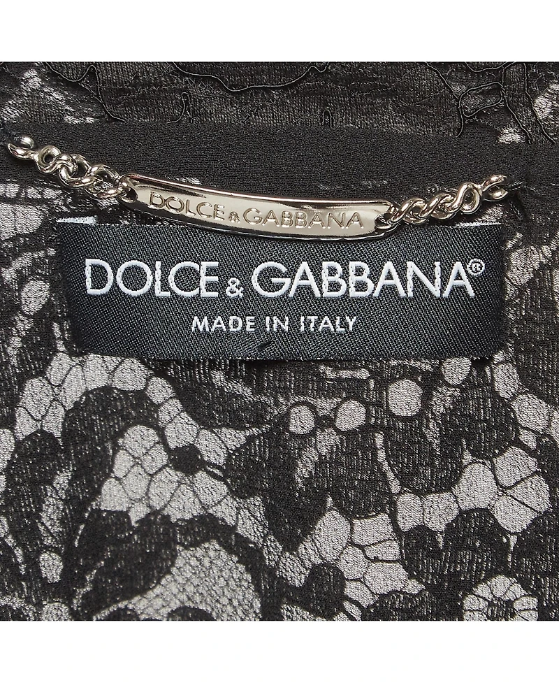 Pre-Owned Dolce & Gabbana Women's Black Floral Lace Button Front Jacket