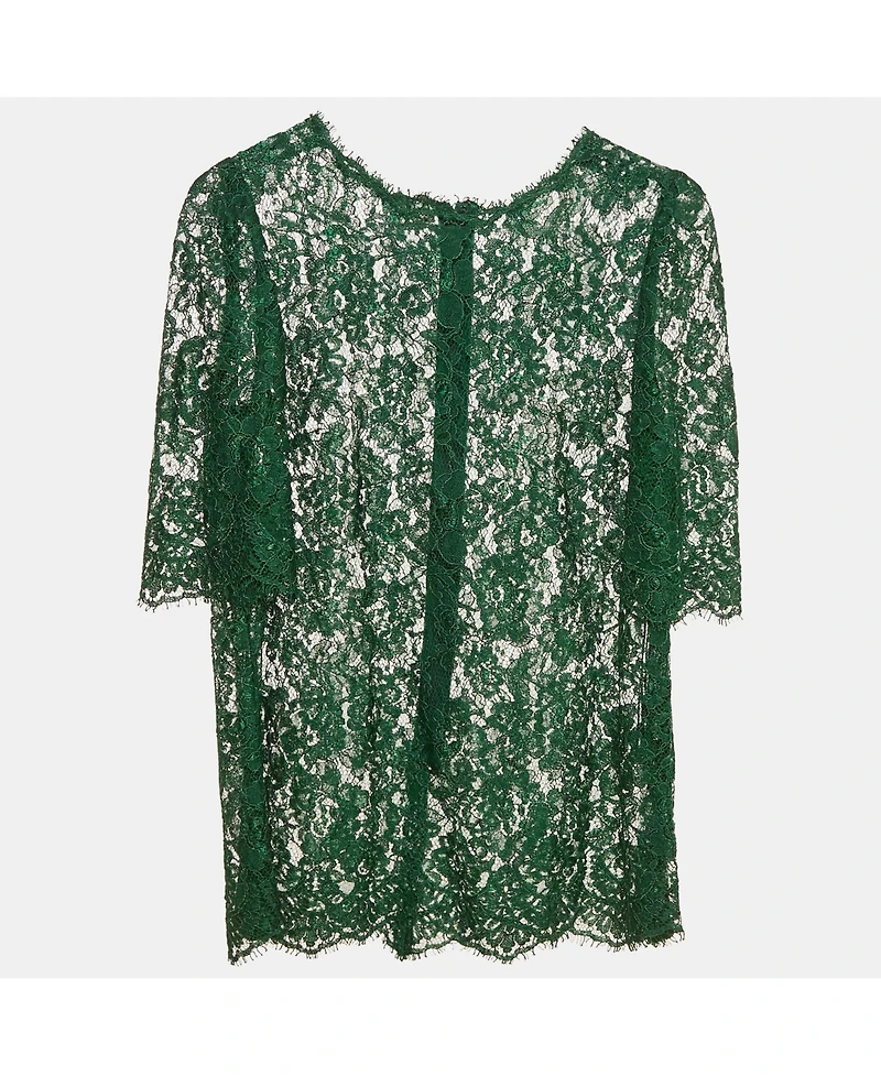 Pre-Owned Dolce & Gabbana Women's Black And Beige Dice Key Printed Silk Short Sleeve Top