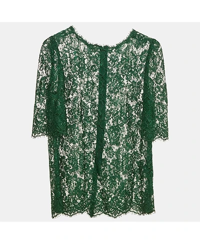 Pre-Owned Dolce & Gabbana Women's Black And Beige Dice Key Printed Silk Short Sleeve Top