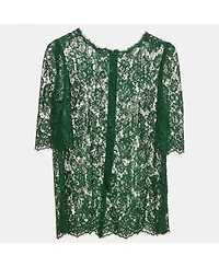 Pre-Owned Dolce & Gabbana Women's Black And Beige Dice Key Printed Silk Short Sleeve Top