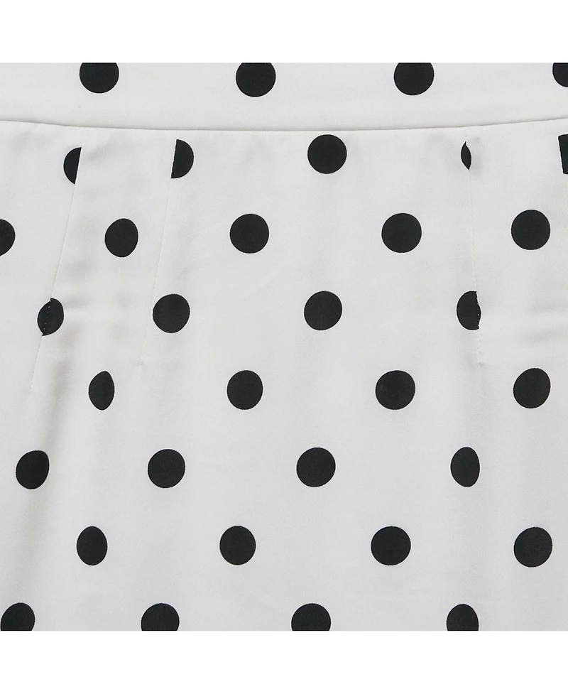 Pre-Owned Dolce & Gabbana Women's White Polka Dot Print Silk Mini Skirt
