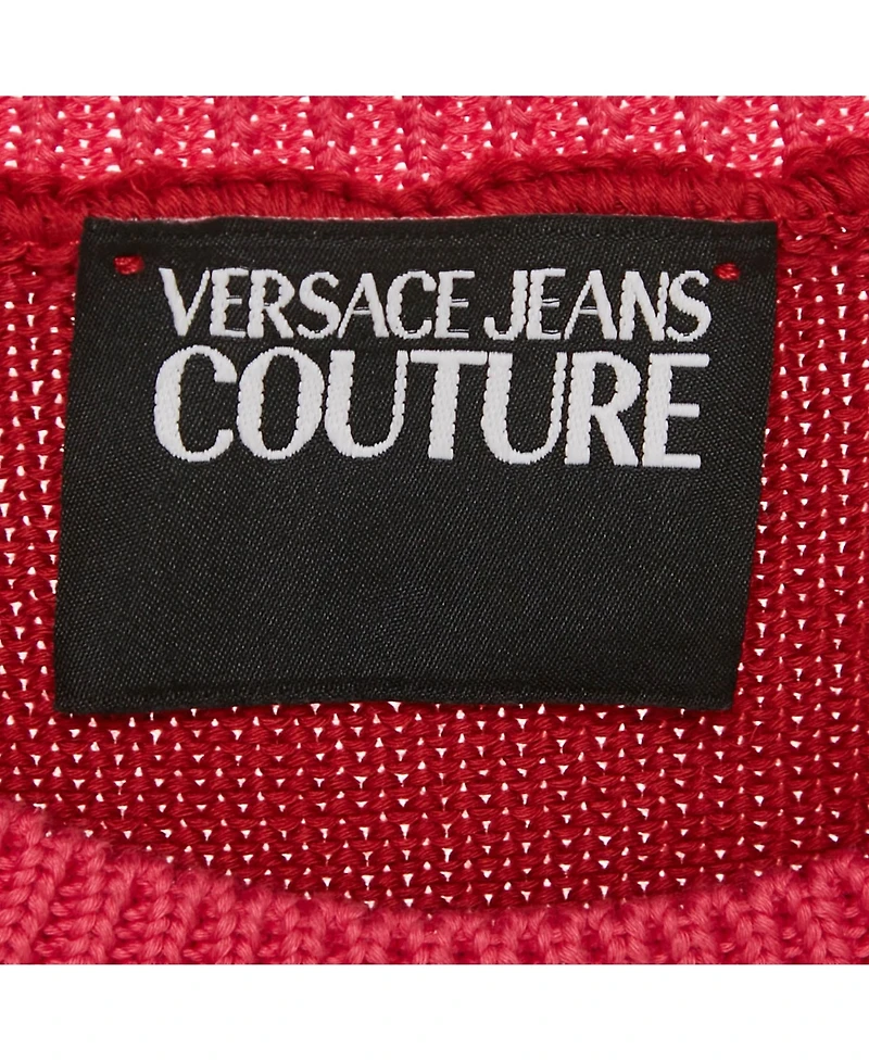 Pre-Owned Versace Women's Jeans Couture Multicolor Logo Cotton Knit Cropped Sweater