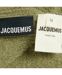 Pre-Owned Jacquemus Women's Light Khaki Cotton Blend Plunge Neck Le Gilet Noué Cardigan