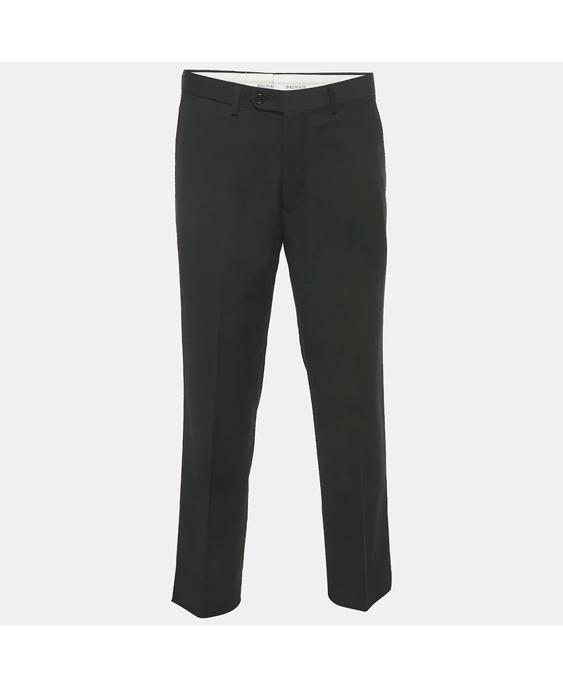 Pre-Owned Balmain Men's Black Cotton Formal Trousers