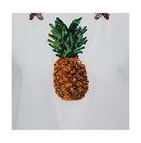 Pre-Owned Dolce & Gabbana Women's Black And Beige Dice Key Printed Silk Short Sleeve Top