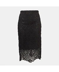 Pre-Owned Burberry Women's Black Macrame Lace Midi Pencil Skirt
