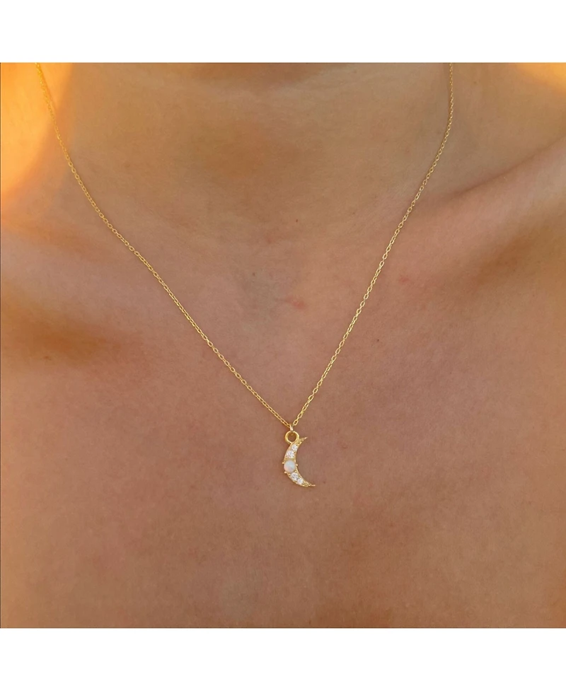 Spero London Crescent New Moon Blue Opal Sterling Silver Necklace