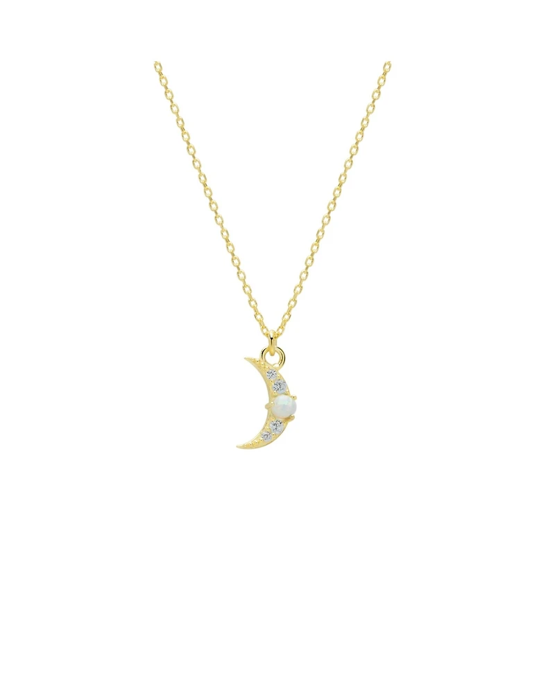 Spero London Crescent New Moon Blue Opal Sterling Silver Necklace