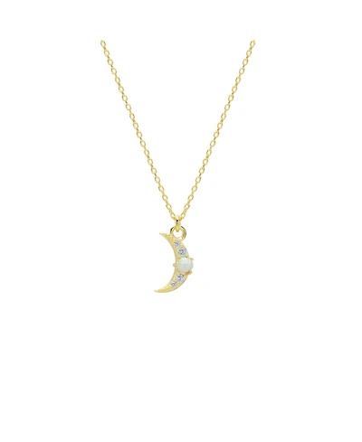 Spero London Crescent New Moon Blue Opal Sterling Silver Necklace