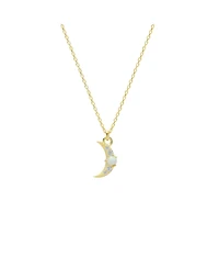 Spero London Crescent New Moon Blue Opal Sterling Silver Necklace