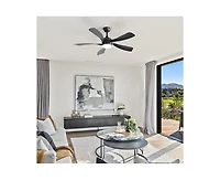 Sofucor 52-inch Modern Smart Standard Black 5-Blade Ceiling Fan with Remote Control and Led Light