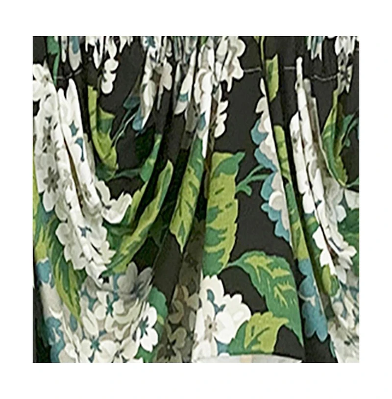 Rlf Home Hydrangea Empire Valance Navy 2-Scoop. 54"W X 25"L For windows up to 48"W