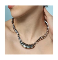 Women's The Hammered-Horn Collar Necklace - Chrome Silver
