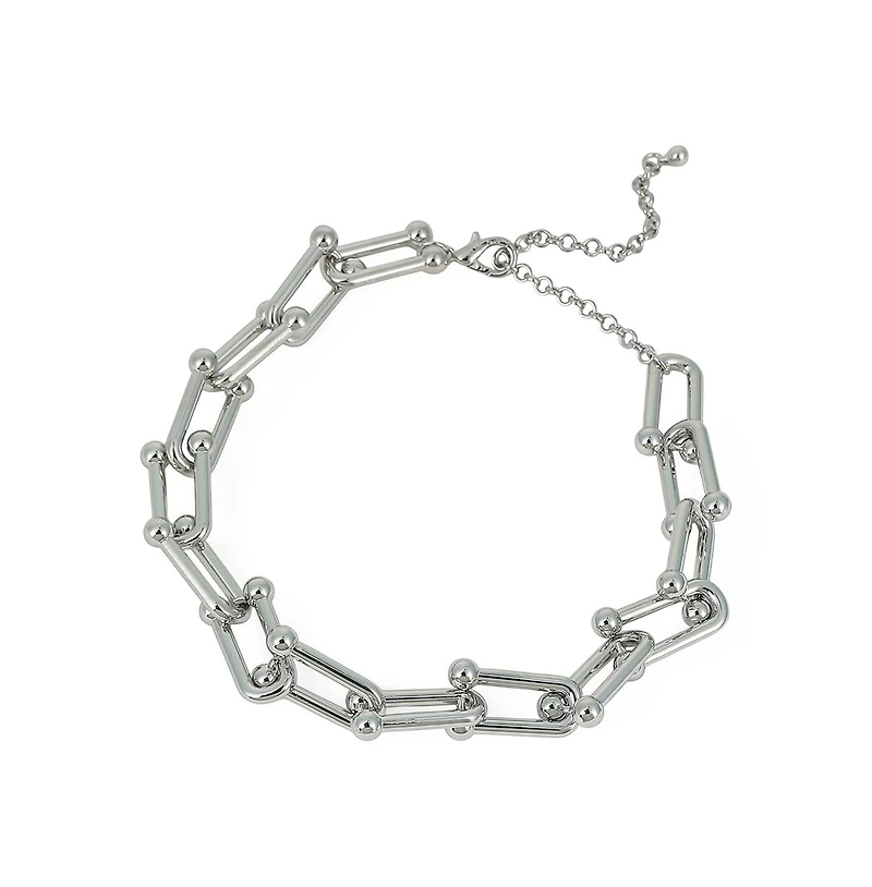 Sohi Women's The Chunky Clip-Link Chain Necklace - Chrome Silver